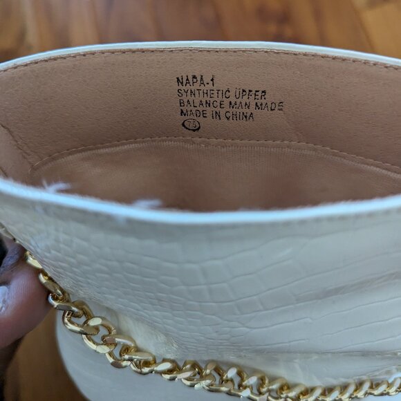 White Gold Heel Stiletto Boot with Gold Chain - NEW! - Picture 4 of 4